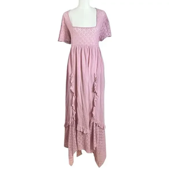 Free People Ethereal Bohemian Bring The Romance Midi Maxi Dress Pink Medium Free People Ethereal Bohemian Bring The Romance Midi Maxi Dress Pink Medium